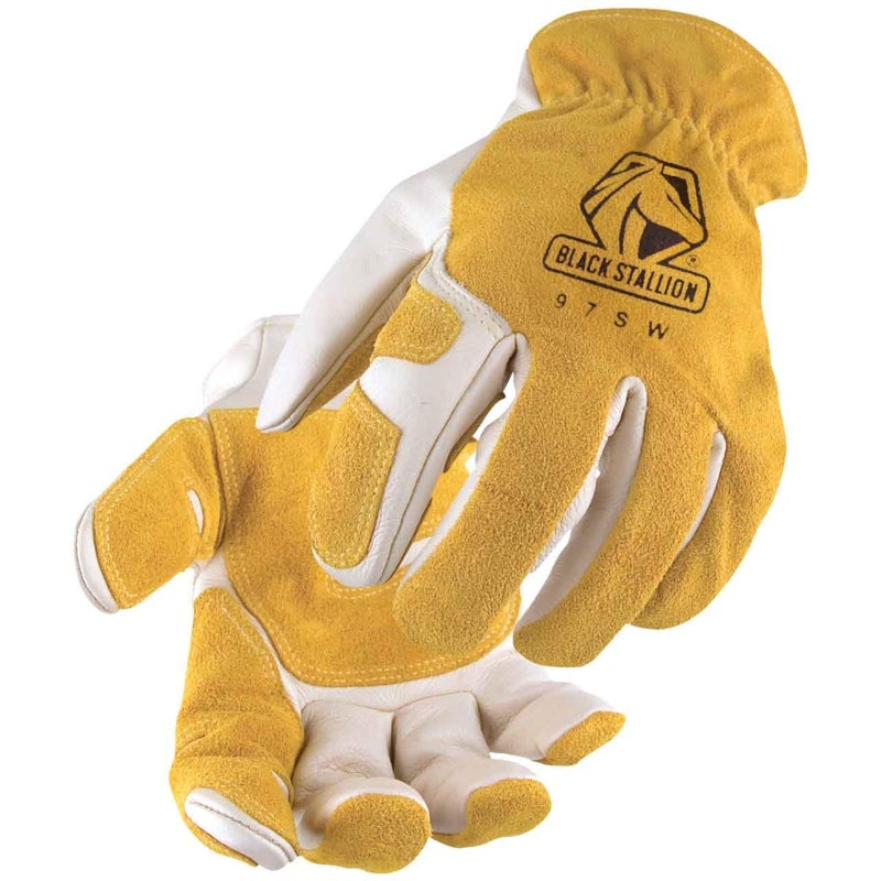Black Stallion (97SW Versatile Grain Cowhide Palm Drivers Glove with Reinforced Palm for Enhanced Protection, Elastic Wrist Band, Kevlar Stitching, X-Large - Image 1